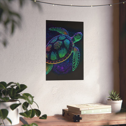 Trippy Turtle - Nautical Fine Art Print - Matte Vertical Poster - Ocean Art for Beach Lovers