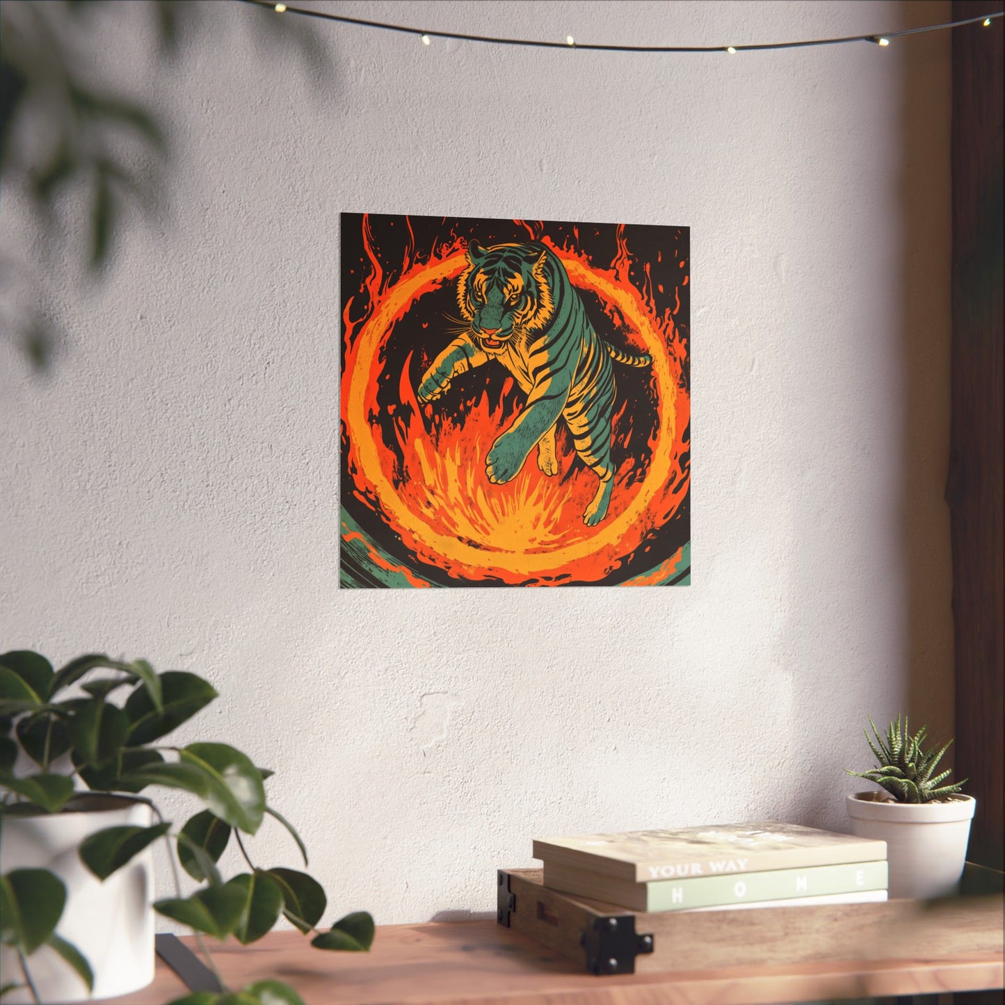 Unleashed - Tiger Jumping Through A Ring of Flames - Matte Vertical Poster - Eye-Catching Wall Art