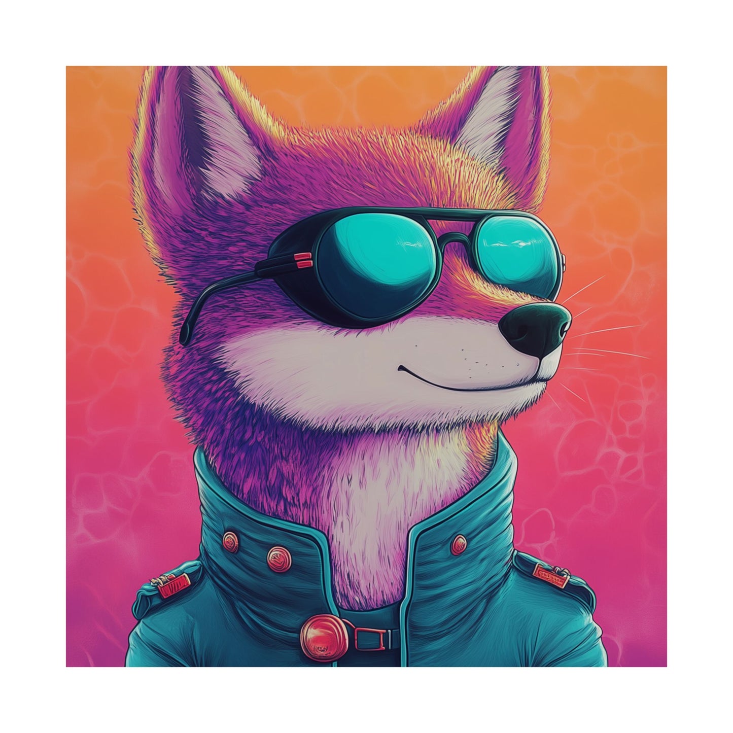 Fetching Fox - Whimsical Animals Art Poster Series - Trendy Wall Art - Vibrant Art Prints - Funny Animal Portrait Style Posters