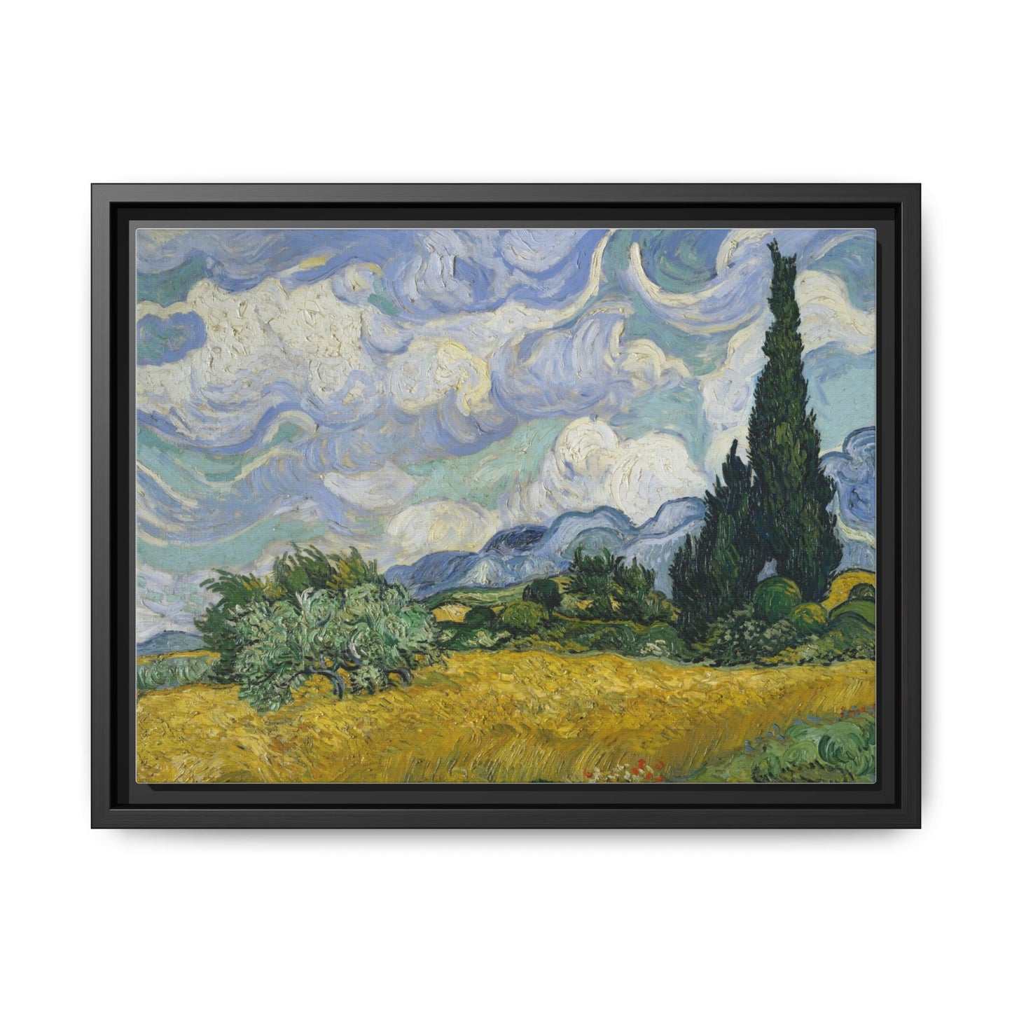 Van Gogh - Wheat Field with Cypresses - Museum Collection - Framed Canvas Print