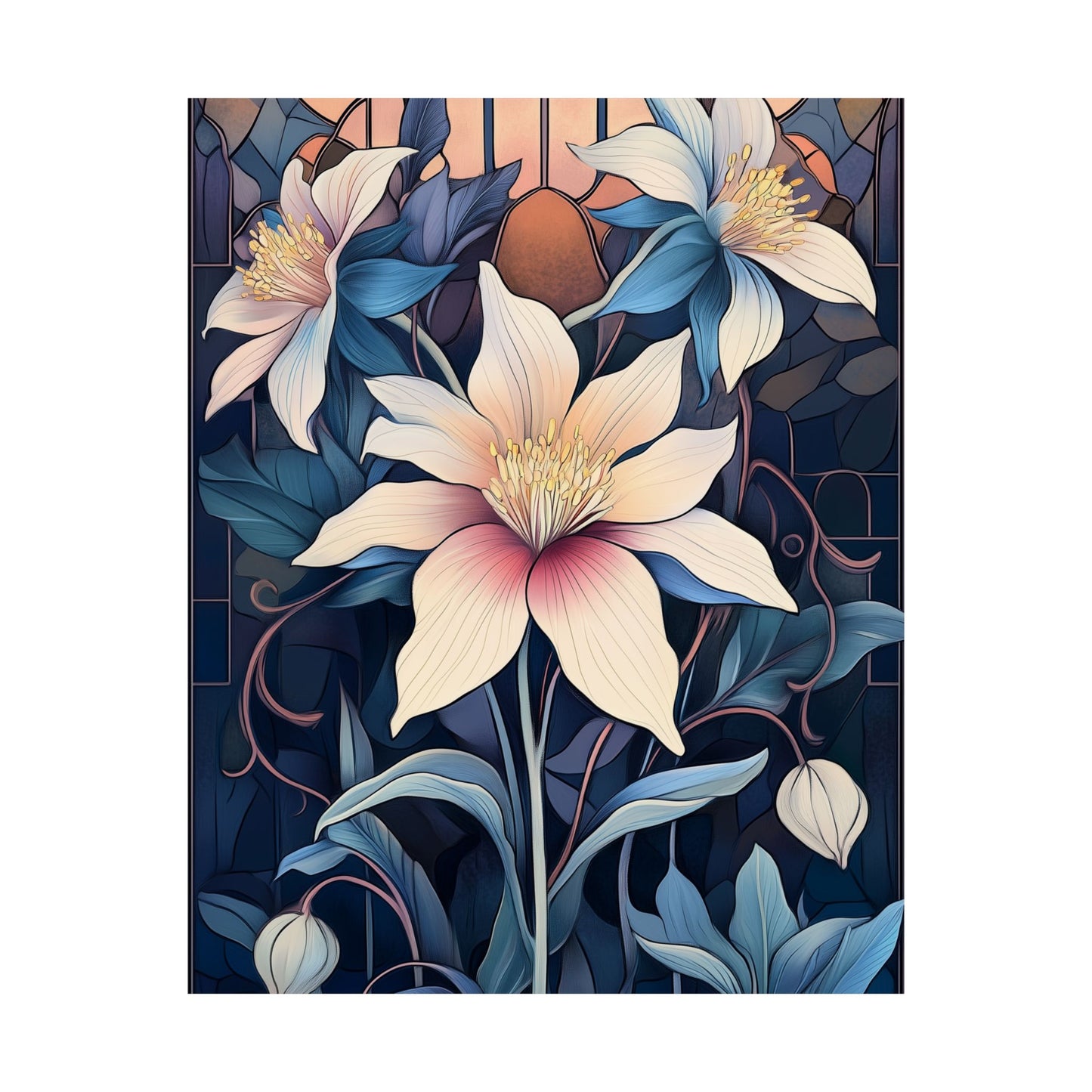 Sunlit Blossoms Fine Art Print - Floral Matte Vertical Posters - Elegant Home Décor