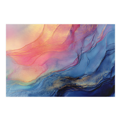 Muse (Style C) - Modern Abstract Fluid Art - Blue/Pink with Gold Highlights - Giclee Fine Art Print