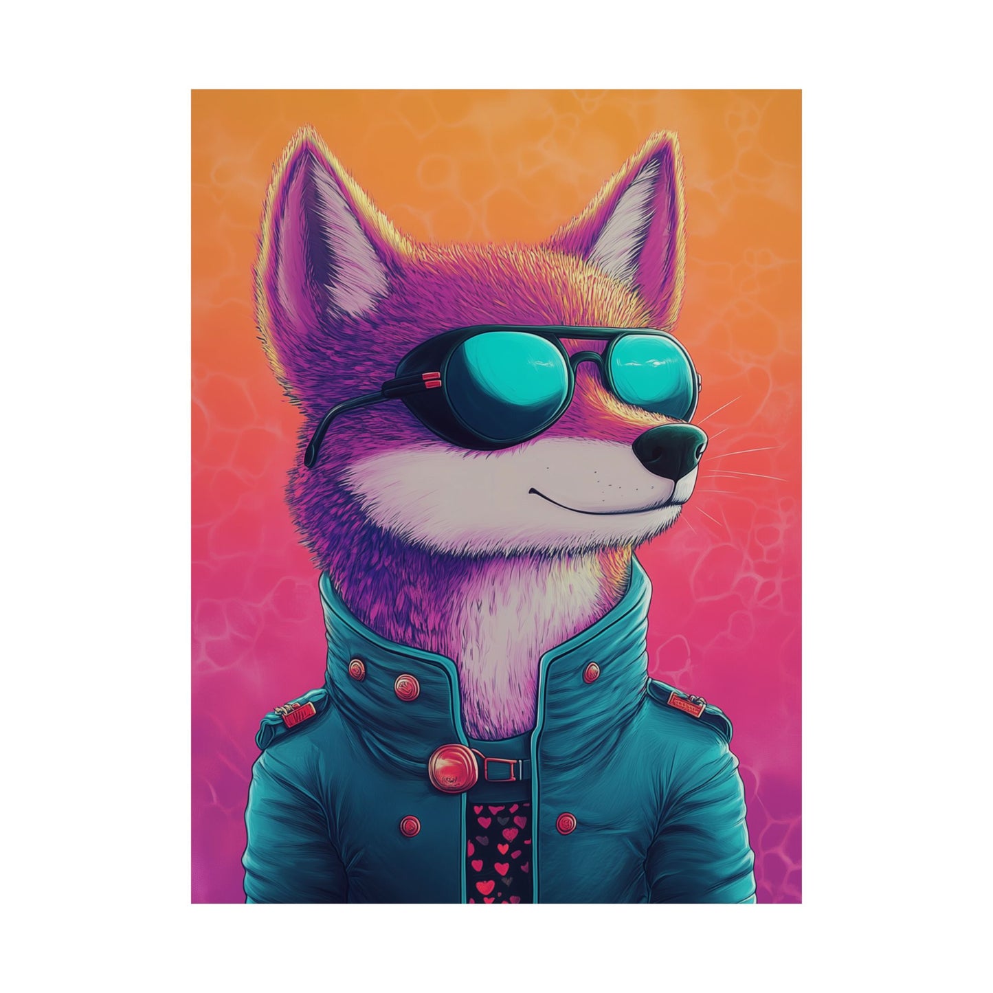 Fetching Fox - Whimsical Animals Art Poster Series - Trendy Wall Art - Vibrant Art Prints - Funny Animal Portrait Style Posters