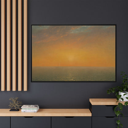 John Frederick Kensett : Sunset on the Sea (1872) - Museum Collection - Framed Canvas Print