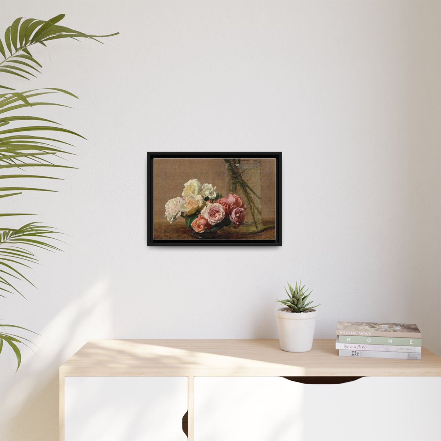 Henri Fantin-Latour : Roses and Lilies (1888) - Giclee Fine Art Print - Museum Collection Framed Canvas Print
