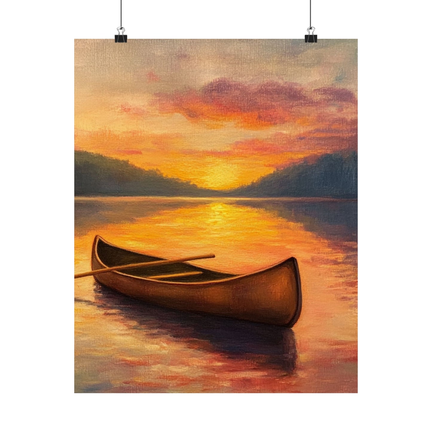 Summer Sunset Canoe on Lake Fine Art Print