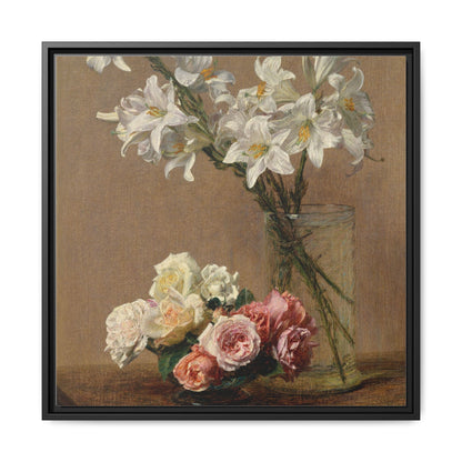 Henri Fantin-Latour : Roses and Lilies (1888) - Giclee Fine Art Print - Museum Collection Framed Canvas Print
