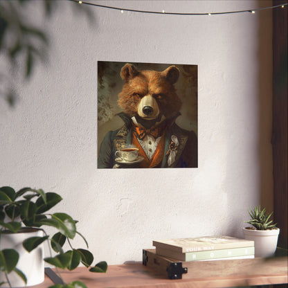 Well, Excuse Me - The Gentleman - Bear Portrait - Whimsical Animals - Poster - Unique Wall Art