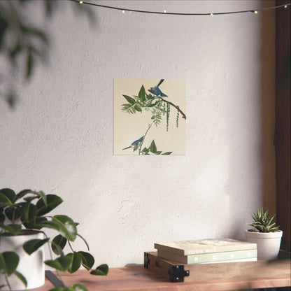 Vintage Bluebirds Botanical Print - Nature-Inspired Art - Matte Vertical Poster with Bluebirds