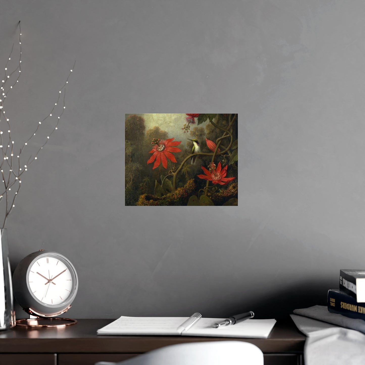 Hummingbird in Lush Tropical Landscape - Museum Collection - Fine Art Poster