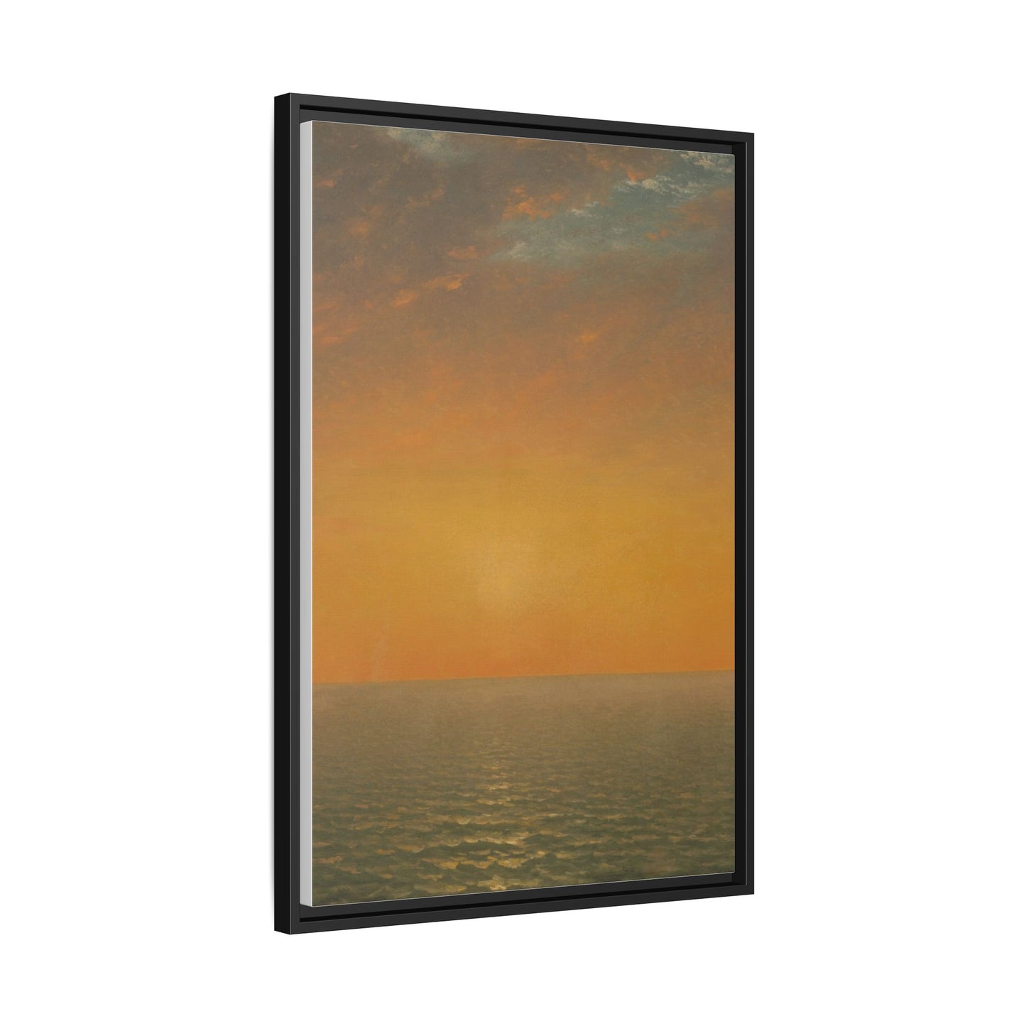 John Frederick Kensett : Sunset on the Sea (1872) - Museum Collection - Framed Canvas Print