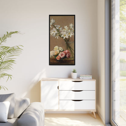 Henri Fantin-Latour : Roses and Lilies (1888) - Giclee Fine Art Print - Museum Collection Framed Canvas Print