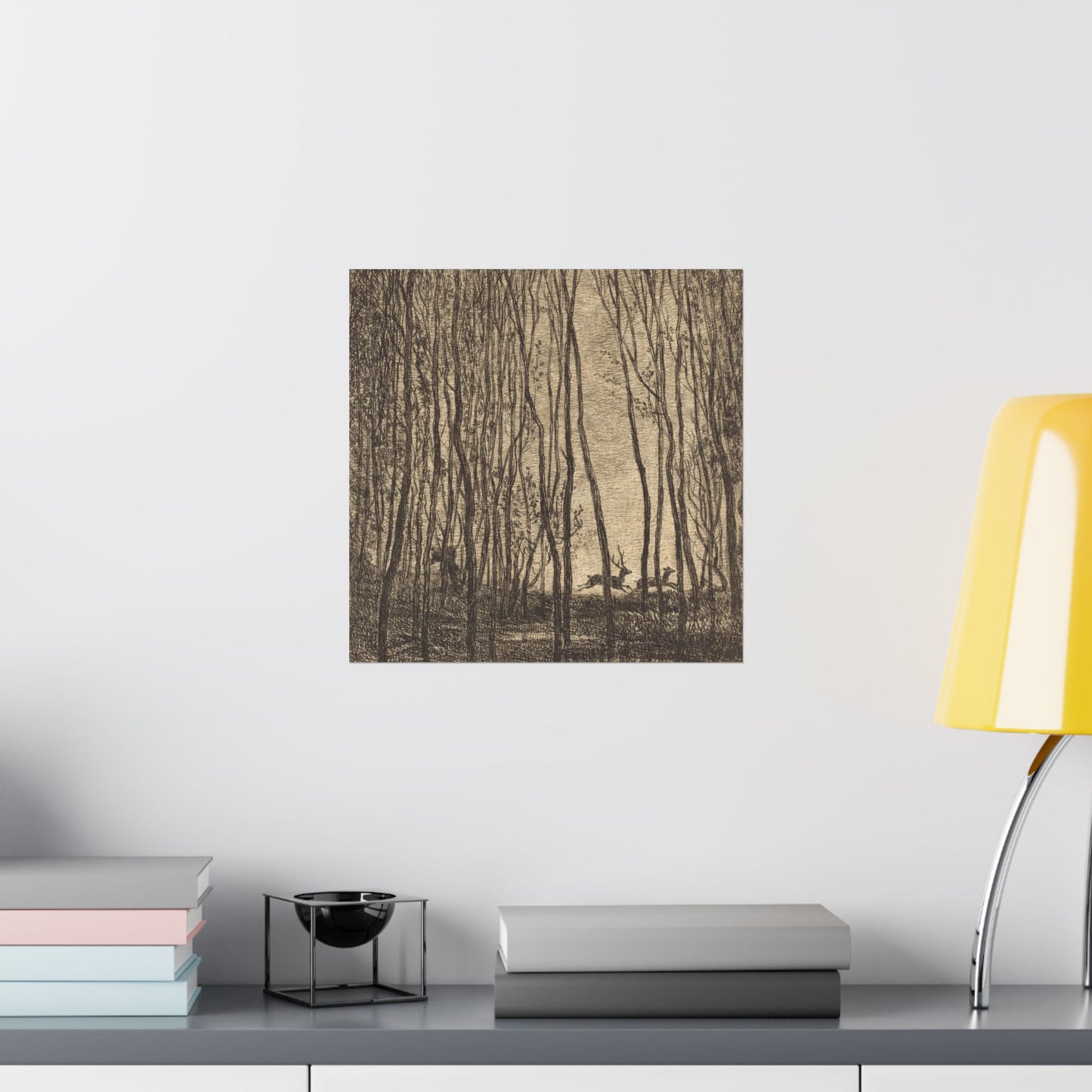 Deer Running Through Woods Nature Fine Art Print