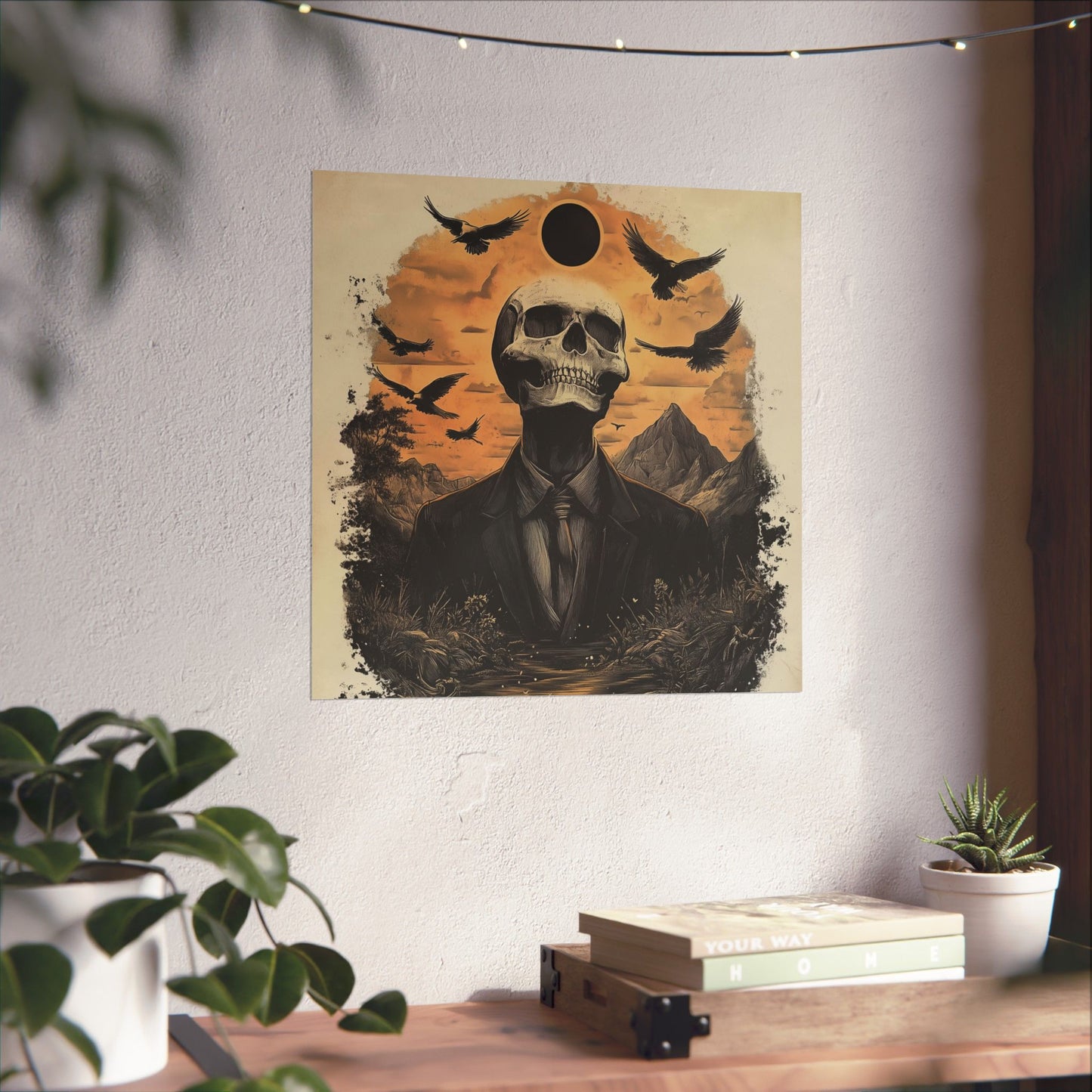 Mystic Black Sun Skull Gothic Poster - Dark Art - Fine Art Prints - Wall Art