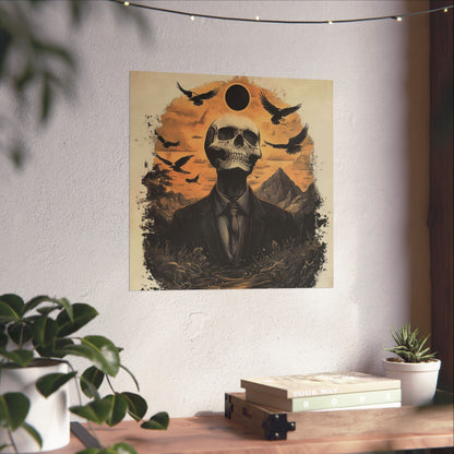 Mystic Black Sun Skull Gothic Poster - Dark Art - Fine Art Prints - Wall Art