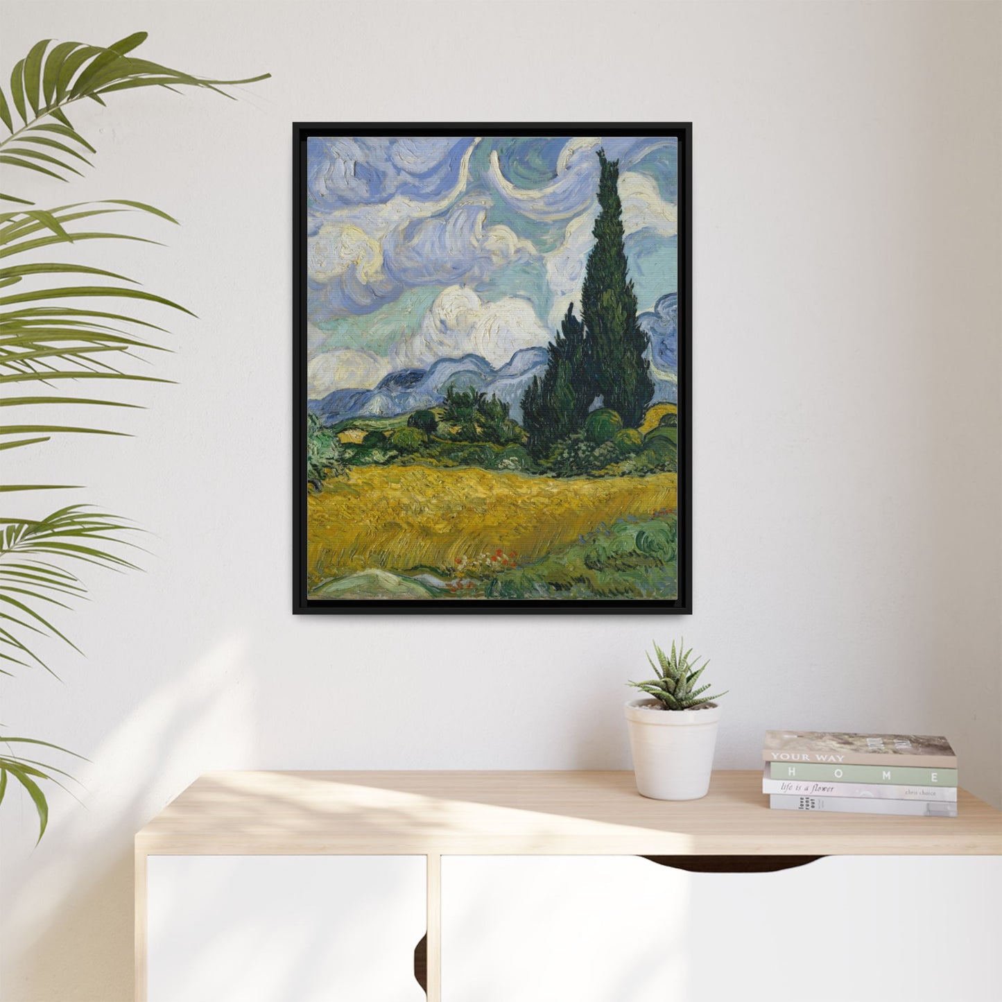 Van Gogh - Wheat Field with Cypresses - Museum Collection - Framed Canvas Print