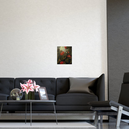 Hummingbird in Lush Tropical Landscape - Museum Collection - Fine Art Poster