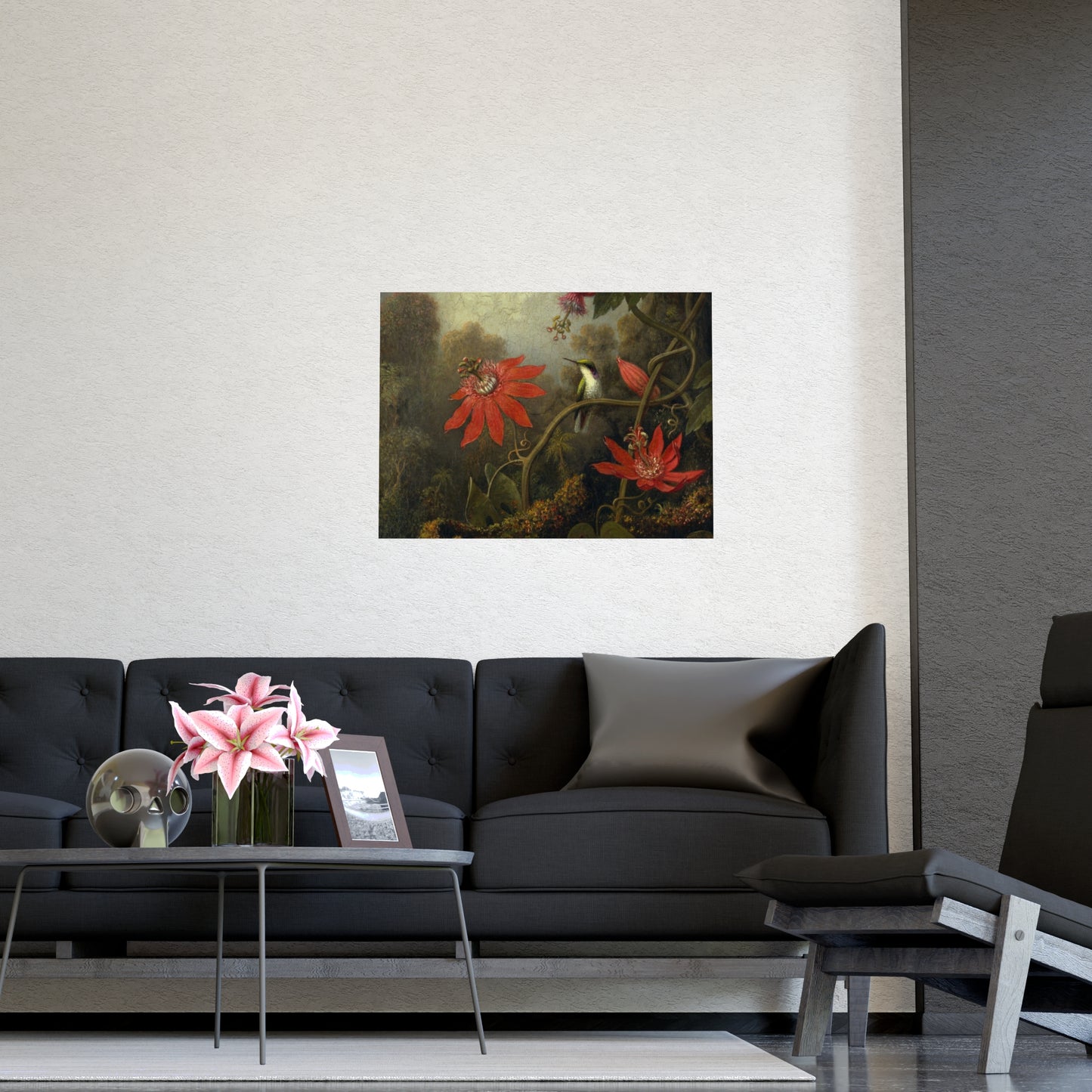 Hummingbird in Lush Tropical Landscape - Museum Collection - Fine Art Poster