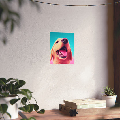 Good Boy - Golden Retriever - Whimsical Animals Series - Matte Vertical Poster - Perfect for Dog Lovers
