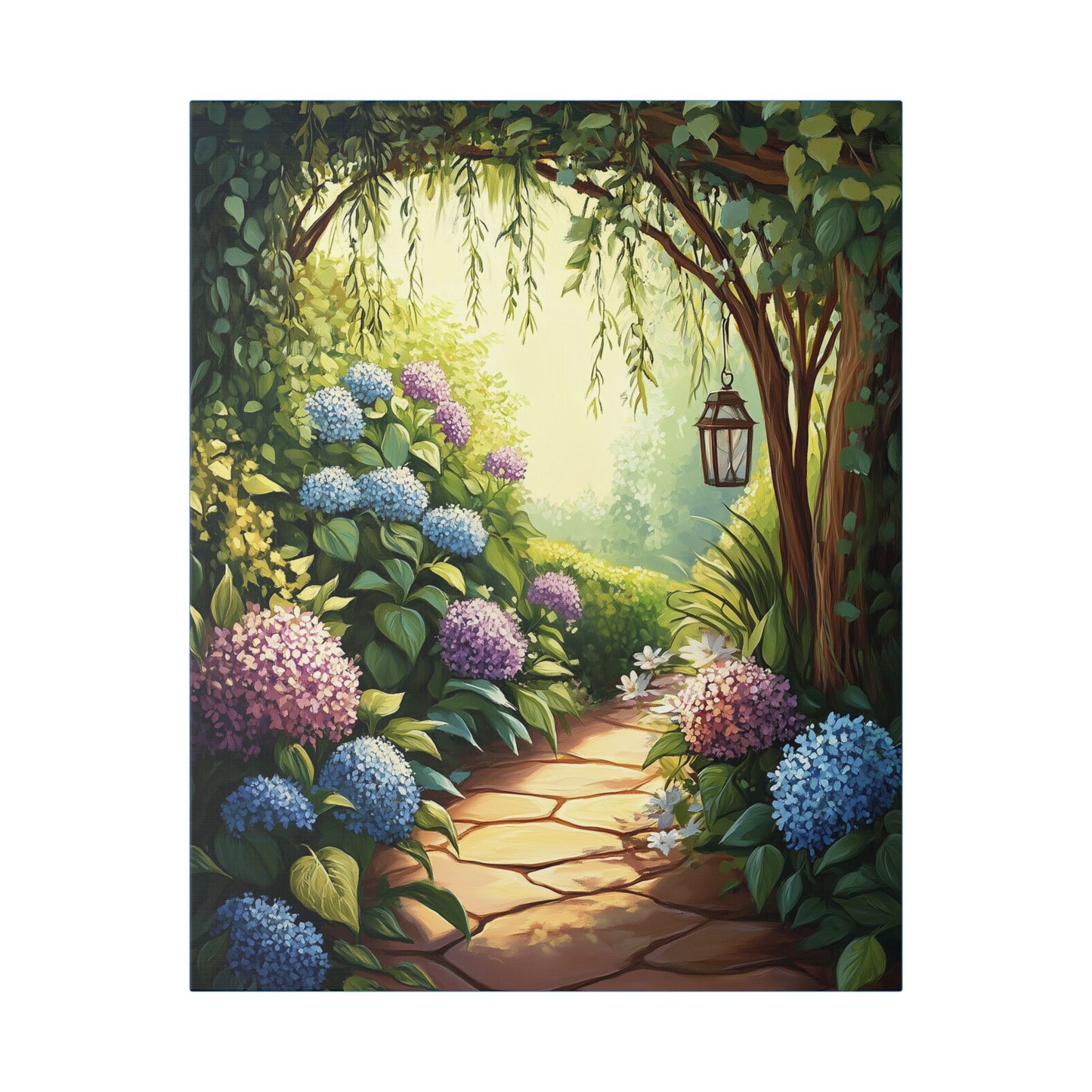 Hydrangea Courtyard - Secret Garden Series - Fine Art Print on Canvas