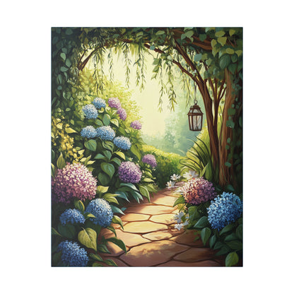 Hydrangea Courtyard - Secret Garden Series - Fine Art Print on Canvas