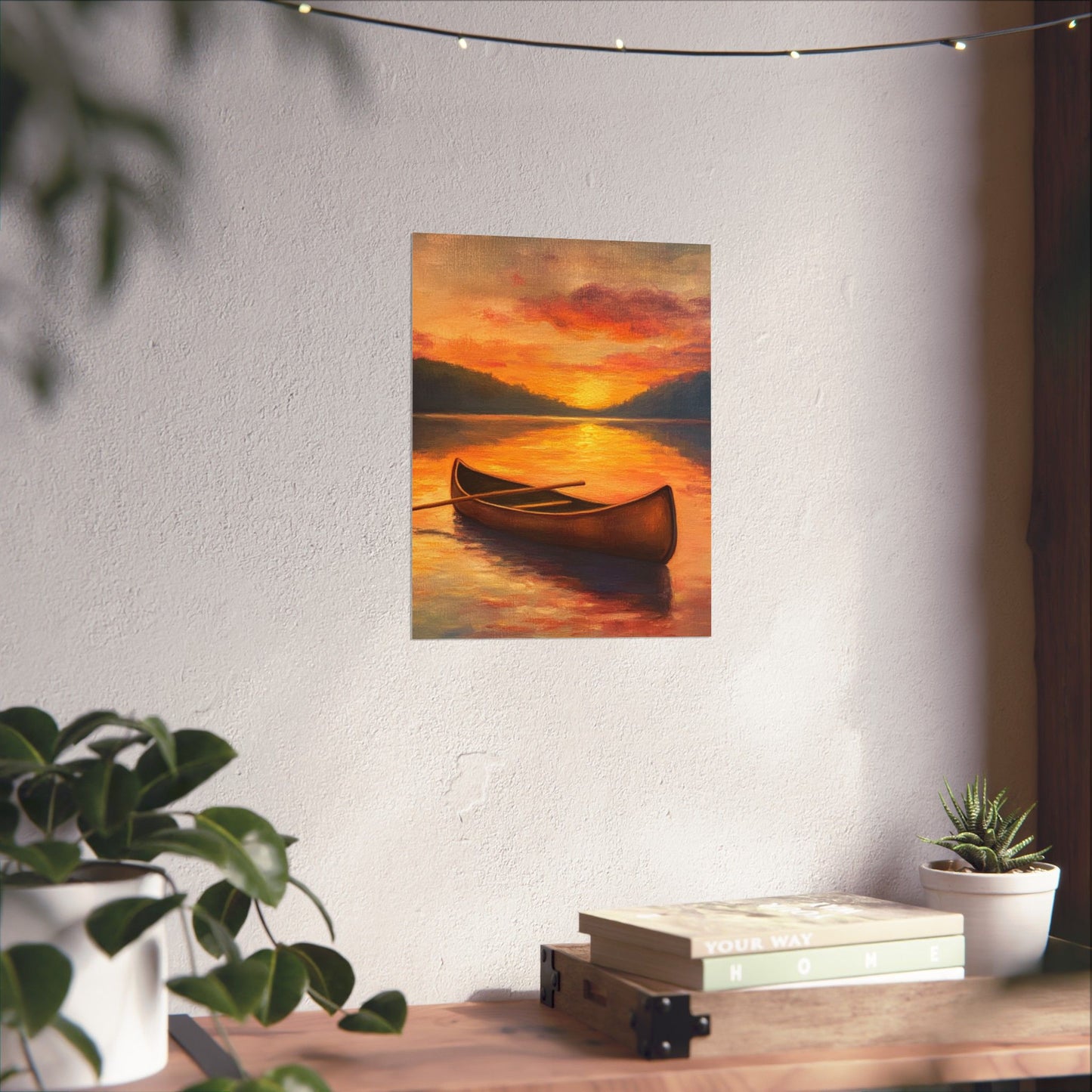Summer Sunset Canoe on Lake Fine Art Print