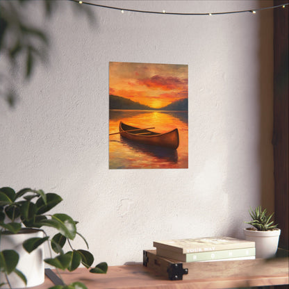 Summer Sunset Canoe on Lake Fine Art Print