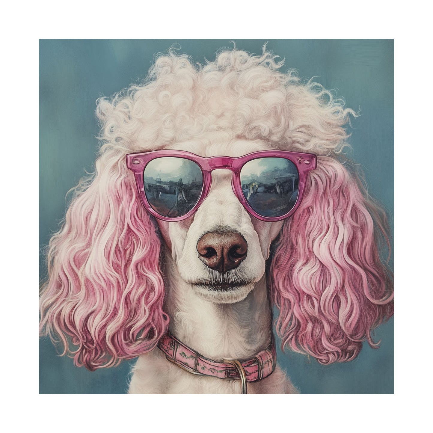 Poodle with Pink Sunglasses - Fine Art Print Poster - Whimsical Animals Series - Wall Art for Dog Lovers