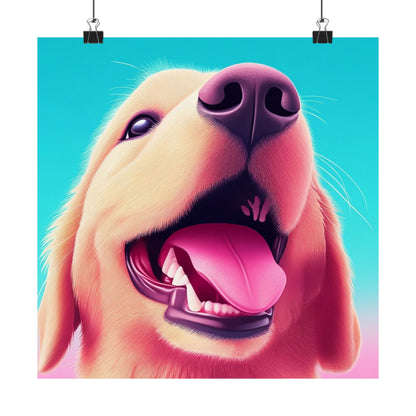 Good Boy - Golden Retriever - Whimsical Animals Series - Matte Vertical Poster - Perfect for Dog Lovers