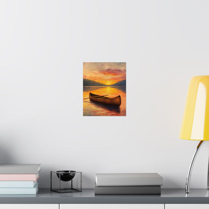 Summer Sunset Canoe on Lake Fine Art Print