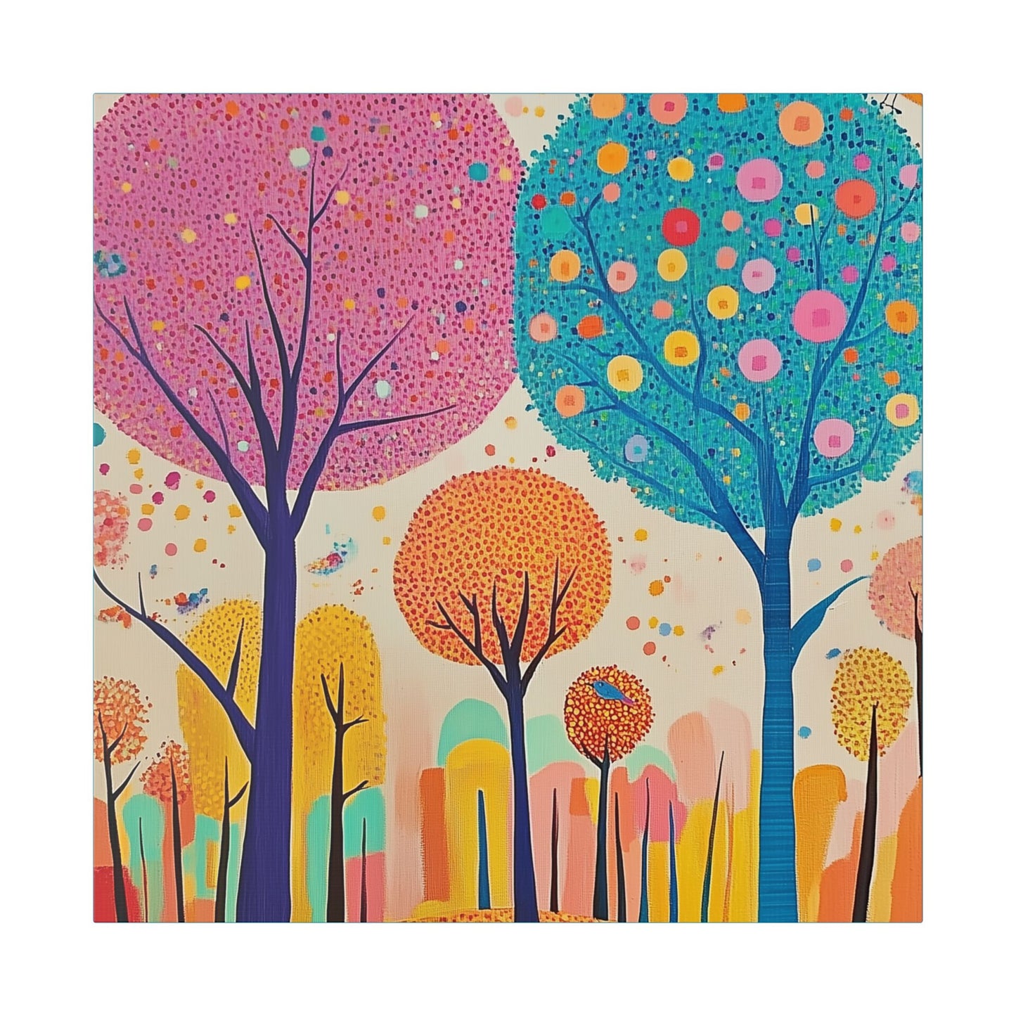 Happy Polka Dot Trees - Delight in Nature Series - Fine Art Print on Canvas