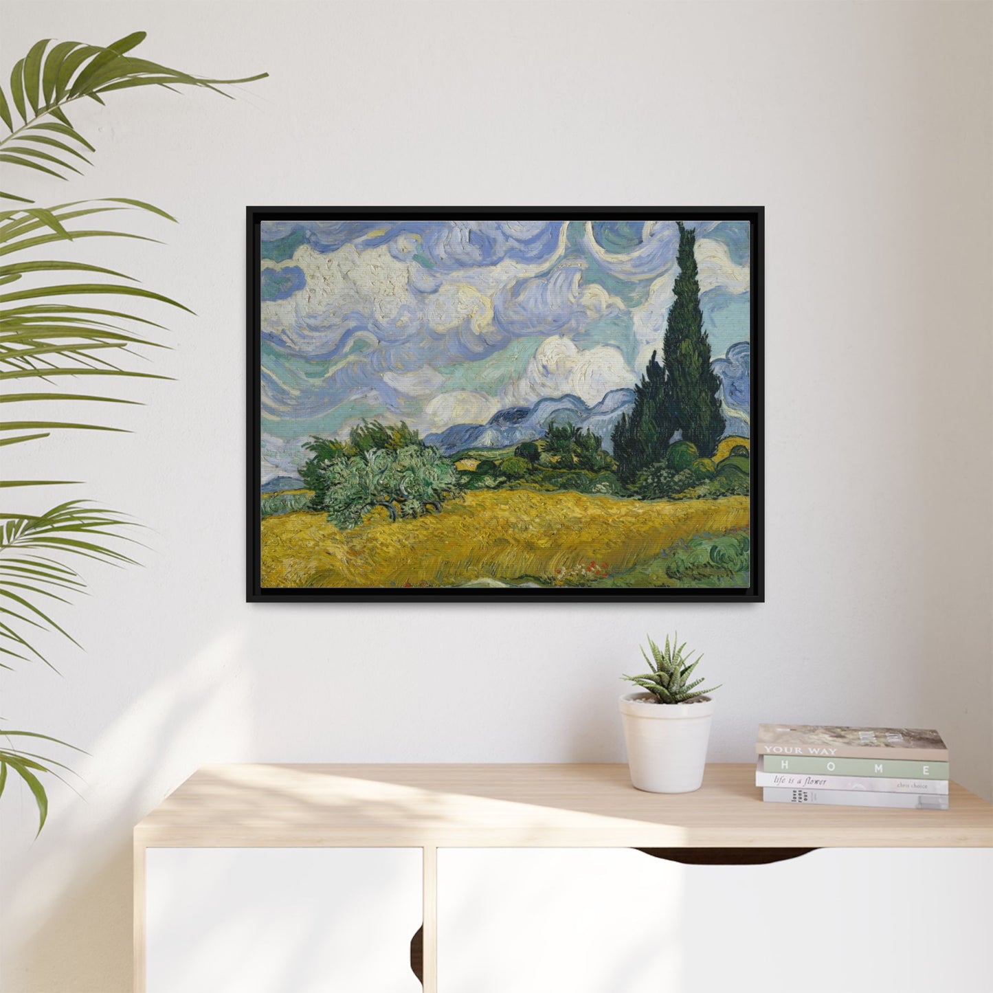 Van Gogh - Wheat Field with Cypresses - Museum Collection - Framed Canvas Print