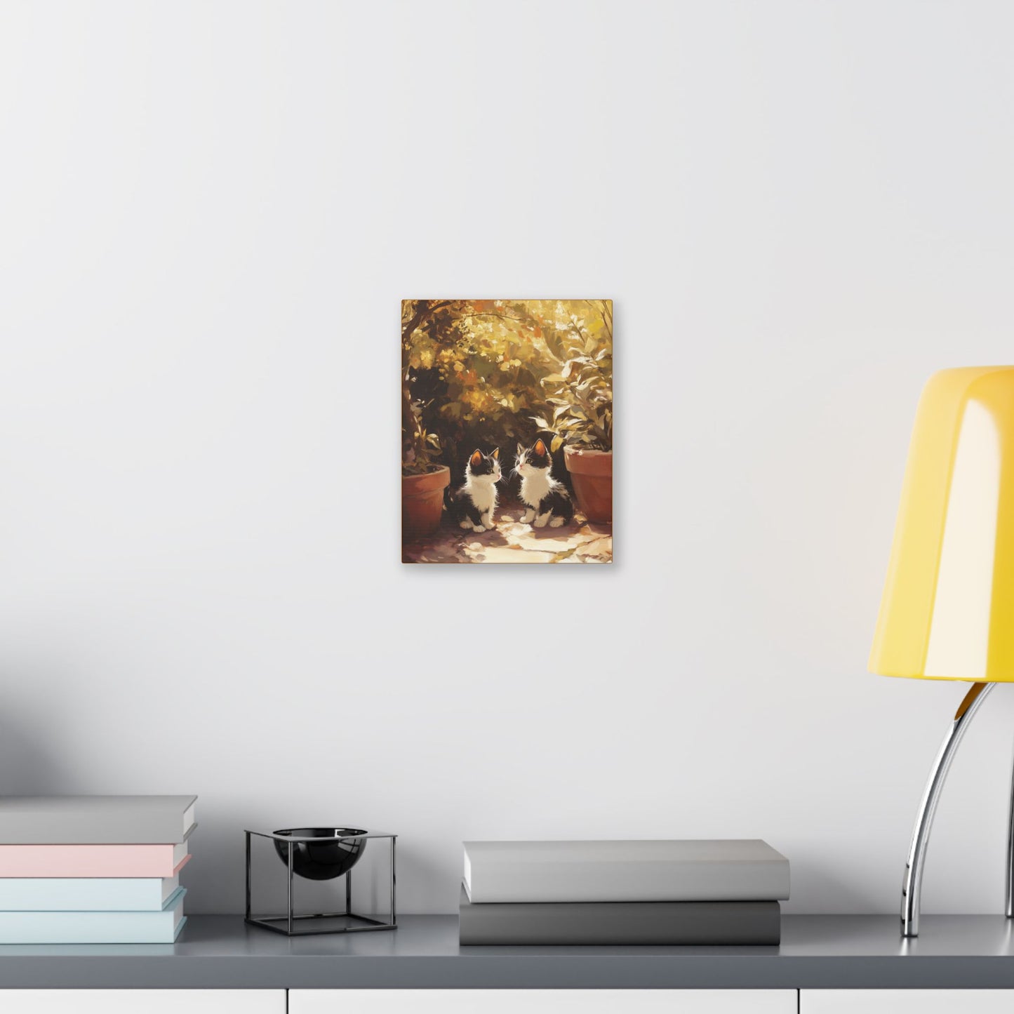 Kittens Conspire  - Garden Friends Series - Fine Art Print on Canvas