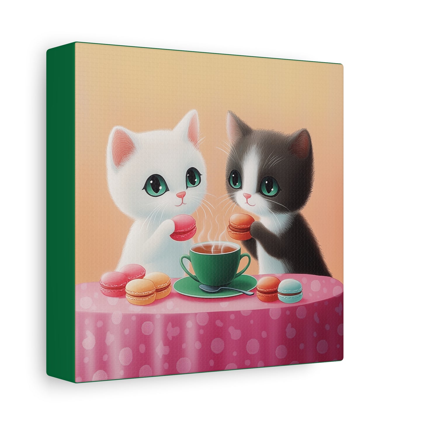 Whimsical Kitty Tea Time - Wall Art & Home Décor - Cute Cat Canvas Art
