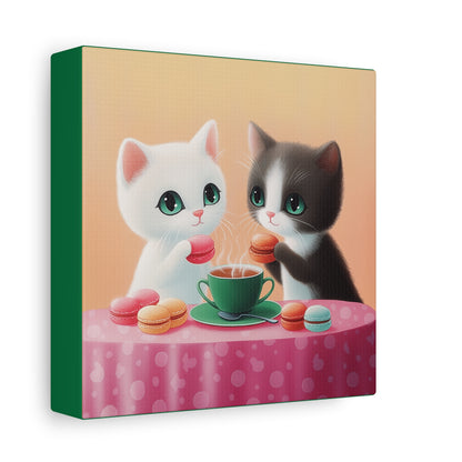 Whimsical Kitty Tea Time - Wall Art & Home Décor - Cute Cat Canvas Art