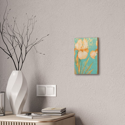 Iris Flowers on Turquois - Stretched Canvas