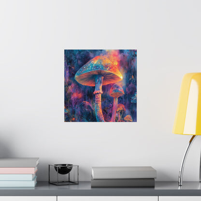 Trippy Mushrooms Poster - Psychedelic Wall Art - Vibrant Fine Art Print - Bedroom Posters - Home Décor