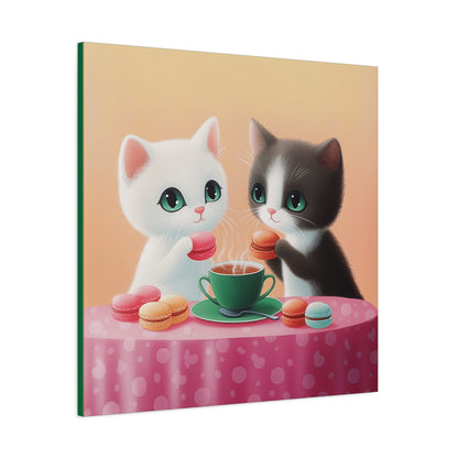 Whimsical Kitty Tea Time - Wall Art & Home Décor - Cute Cat Canvas Art