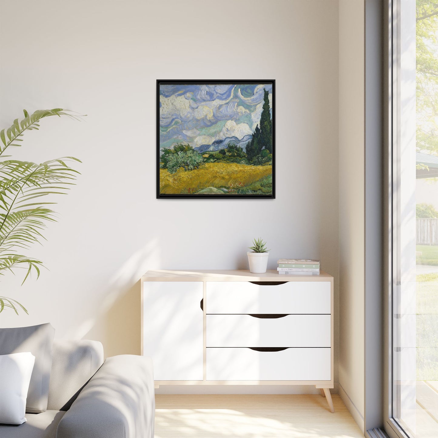 Van Gogh - Wheat Field with Cypresses - Museum Collection - Framed Canvas Print