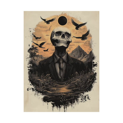 Mystic Black Sun Skull Gothic Poster - Dark Art - Fine Art Prints - Wall Art