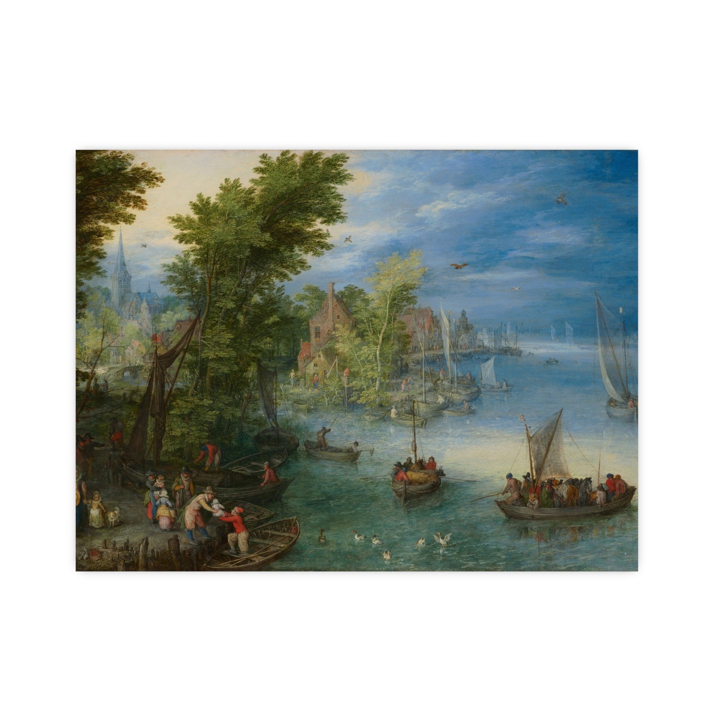 River Landscape Scene - Dutch Golden Age - Vintage Fine Art Print