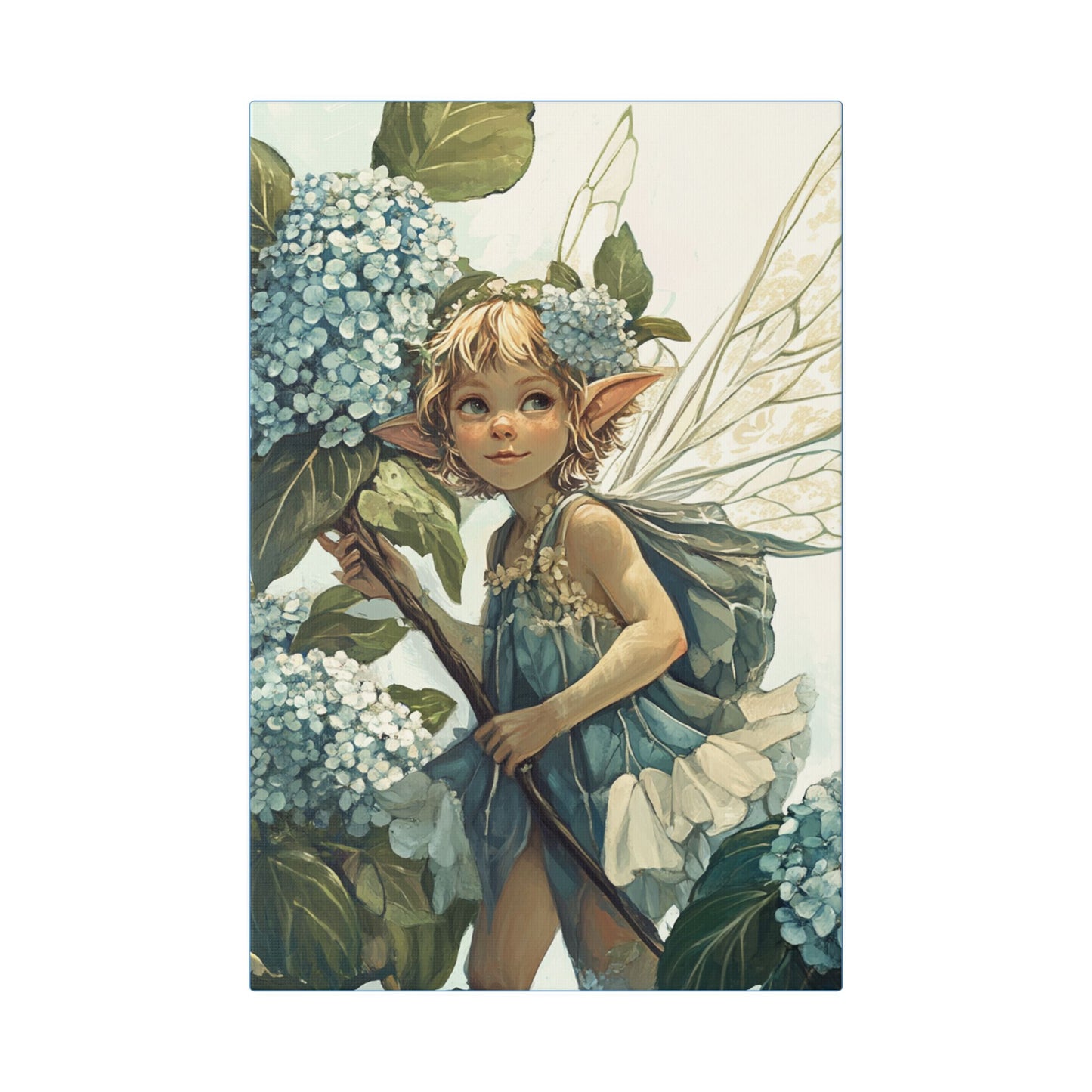 Blue Hydrangea - Flowers & Fairies Collection - Fine Art Print on Canvas