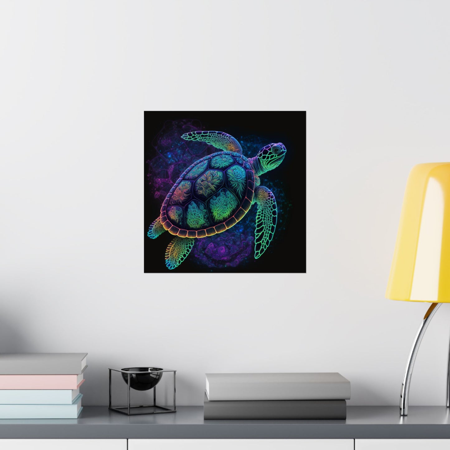 Trippy Turtle - Nautical Fine Art Print - Matte Vertical Poster - Ocean Art for Beach Lovers