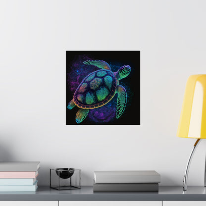 Trippy Turtle - Nautical Fine Art Print - Matte Vertical Poster - Ocean Art for Beach Lovers