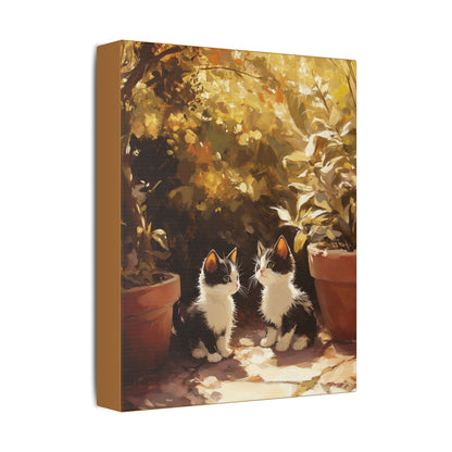 Kittens Conspire  - Garden Friends Series - Fine Art Print on Canvas