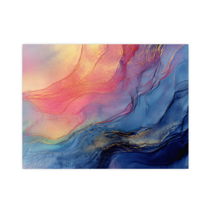 Muse (Style C) - Modern Abstract Fluid Art - Blue/Pink with Gold Highlights - Giclee Fine Art Print