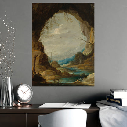 Vista from a Grotto - Romantic Cave Landscape Fine Art Poster