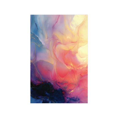 Muse (Style A) - Modern Abstract Fluid Art - Blue/Pink with Gold Highlights - Giclee Fine Art Print