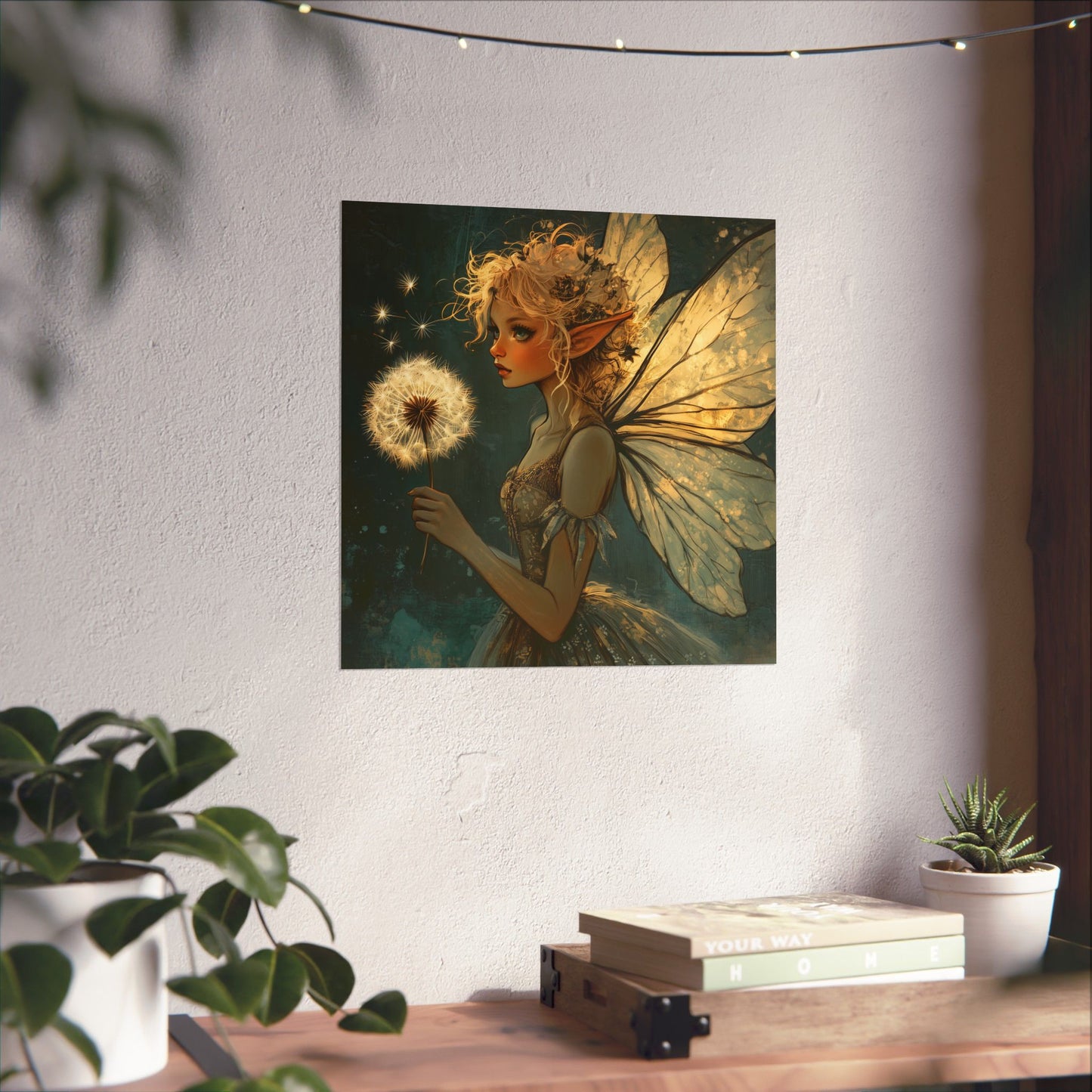 Best Wishes For You - Fairy with Dandelion - Flowers & Fairies Series - Enchanting Wall Art - Vertical Poster - Whimsical Wall Art for Dreamers