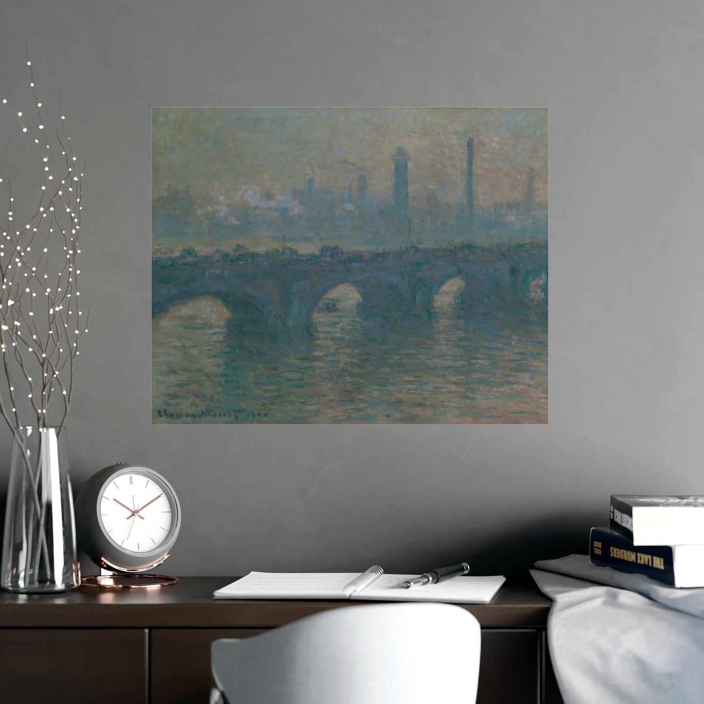 Waterloo Bridge Gray Weather - Monet Fine Art Poster